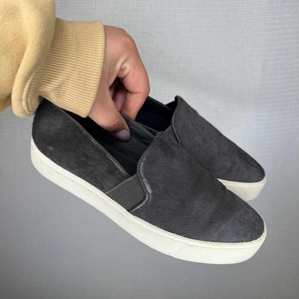 Vince Blair Grey Hair Calf Slip On Platform Sneakers Shoes Womens 9M EUR 39